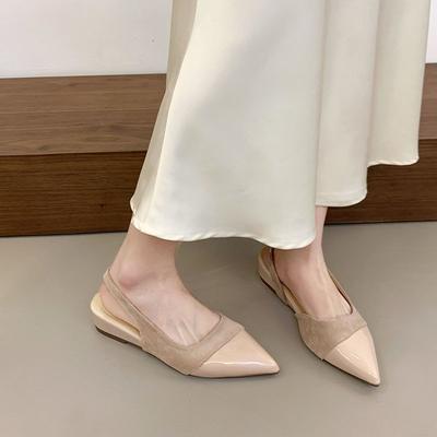 Весна и лето новая абрикосовая универсальная остроносая обувь-лодочки после прилива качество воздуха сращивание французская сумка голова сандалии женские 2025 ранняя весна