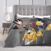 Aggretsuko Flannel Blanket Winter  Warm Soft Throw Blanket for Students Outdoor Novelty Bedspread Sofa Bed Cover
