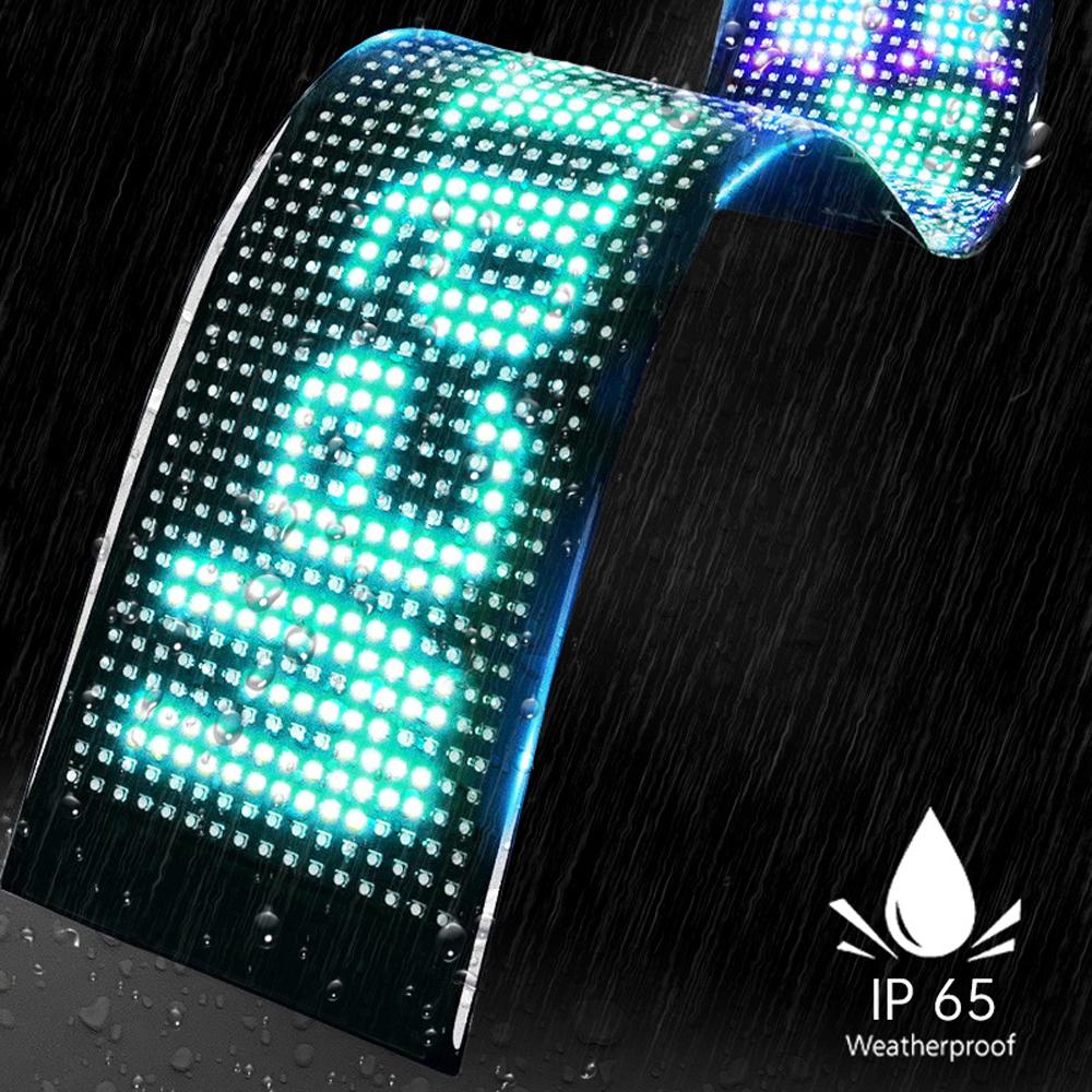 Светодиодная матричная панель Портативный гибкий дисплей BT Полноцветный автомобильный рекламный экран Управление через приложение IP65