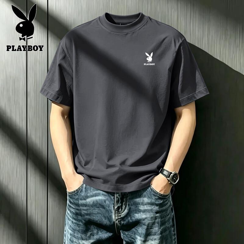 PLAYBOY Мужская летняя футболка с коротким рукавом из чистого хлопка 2026