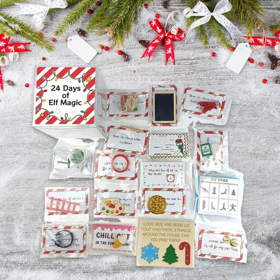 Набор рождественского эльфа 24 дня рождественских аксессуаров для эльфа Веселые занятия для эльфа Фокусный реквизит Рождественский отсчет Подарок для вечеринки