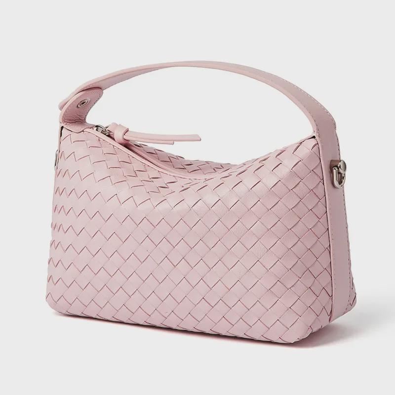 2025 Rhombus Sheepskin Leather Женская сумка через плечо - Ручная сумка-мессенджер с тканым дизайном