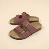Thick-soled Belt Buckle One-word Slippers Women's Large-size Hollowed-out Outer Wear Beach Cool Slippers