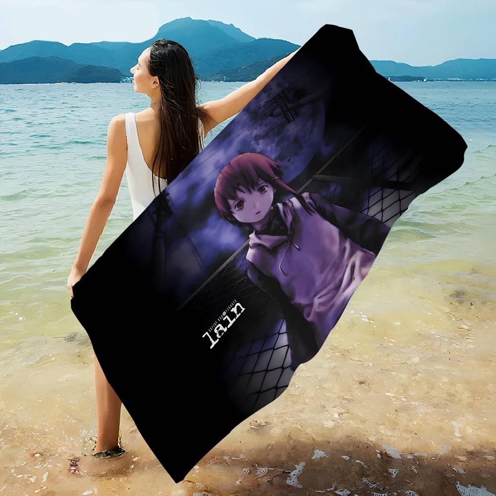 Serial Experiments Lain Anime Microfiber Beach Towel Absorbent Quick dry Soft Yoga Swimming Resort Mountain Climbing Towel