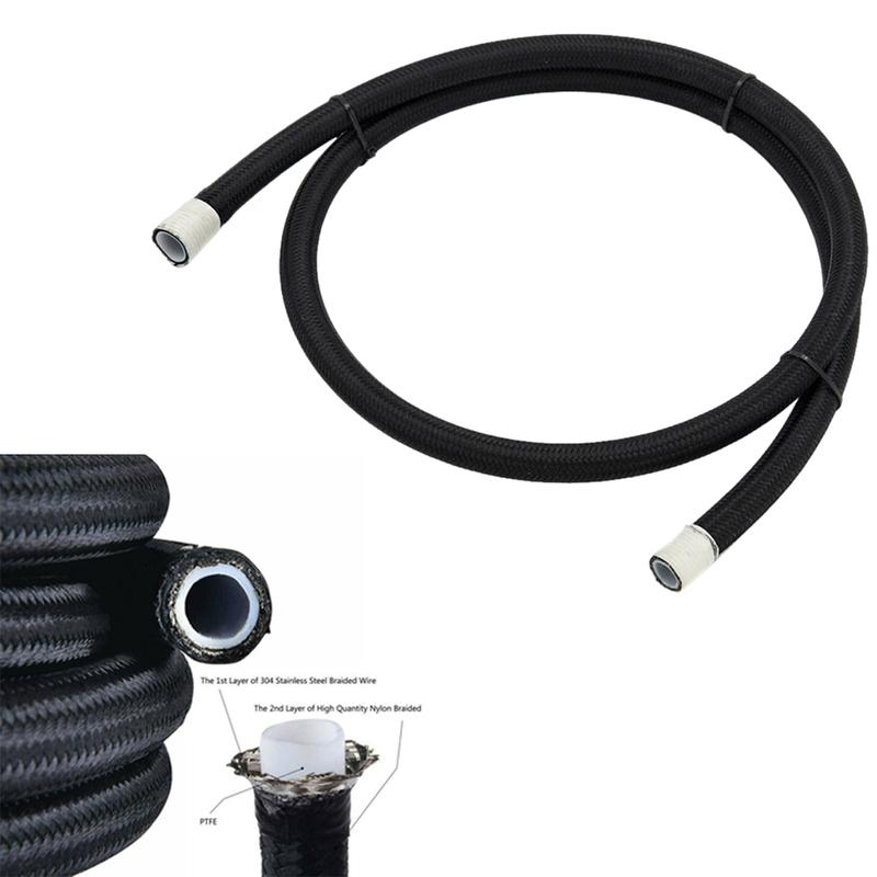 AN6 AN8 AN10 1M 3M Braided PTFE E85 Fuel Hose Oil Gas Cooler Hose Line Pipe Tube Outside 304 Stainless Steel Braided ide