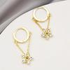 Super Flash Chain Flower Rhinestone Earrings Versatile Exquisite Simple Earrings Earrings