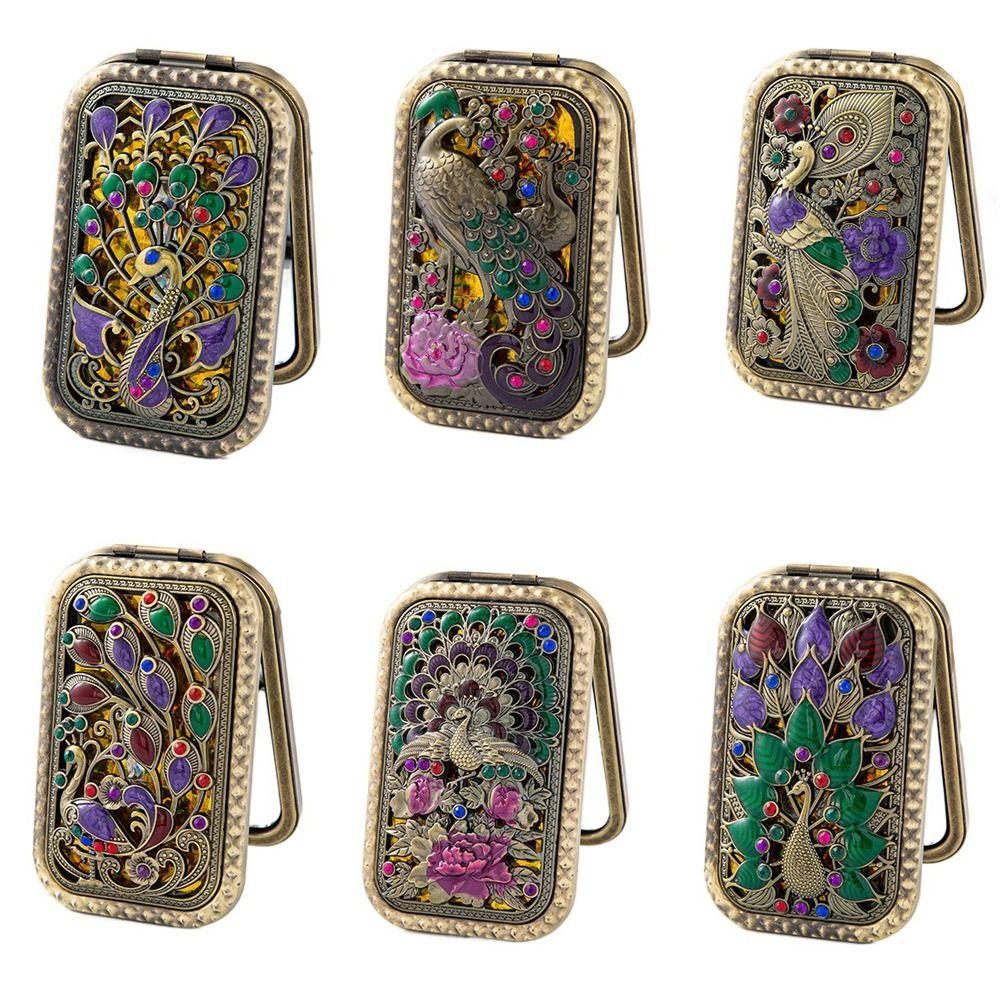 Прямоугольные Двусторонние Зеркала для Макияжа Винтажное Складное Косметическое Зеркало Новое Ретро Маленькое Зеркало