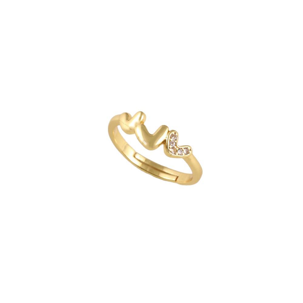 18k Gold Plated Heart-Shaped Ring for Women with Micro-Set Zircon and Adjustable Thin Band