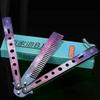 /YOV/Stainless Steel Butterfly Knife Comb Beard Moustache Brush Foldable Comb Salon Hairdressing Styling Tool 1Pcs
