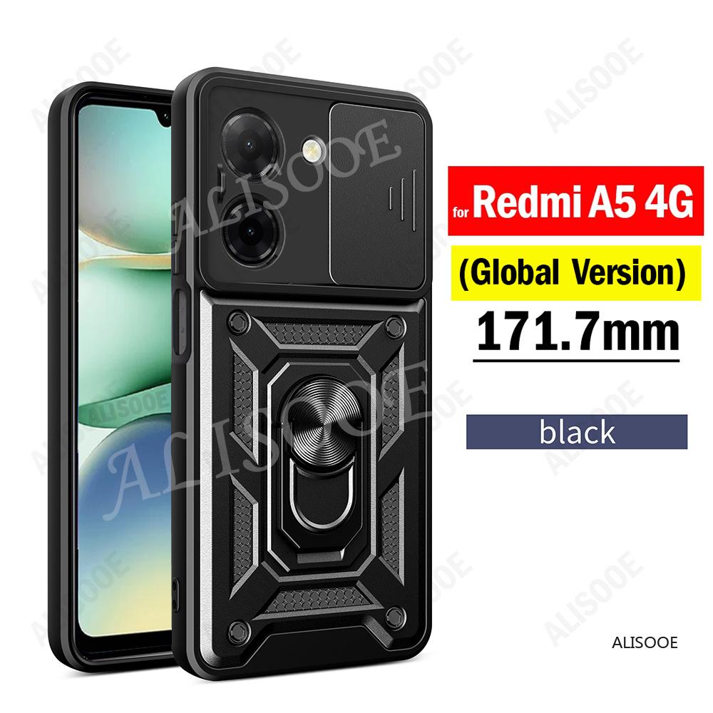 Ударопрочный бронированный чехол для Xiaomi Redmi A5 4G со шторкой для защиты камеры и кольцом-подставкой