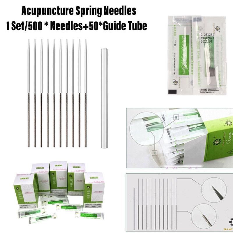 Стерильные иглы для акупунктуры Упаковка 500 штук Одноразовые иглы из нержавеющей стали Тонкий калибр Диаметр 0,16 мм