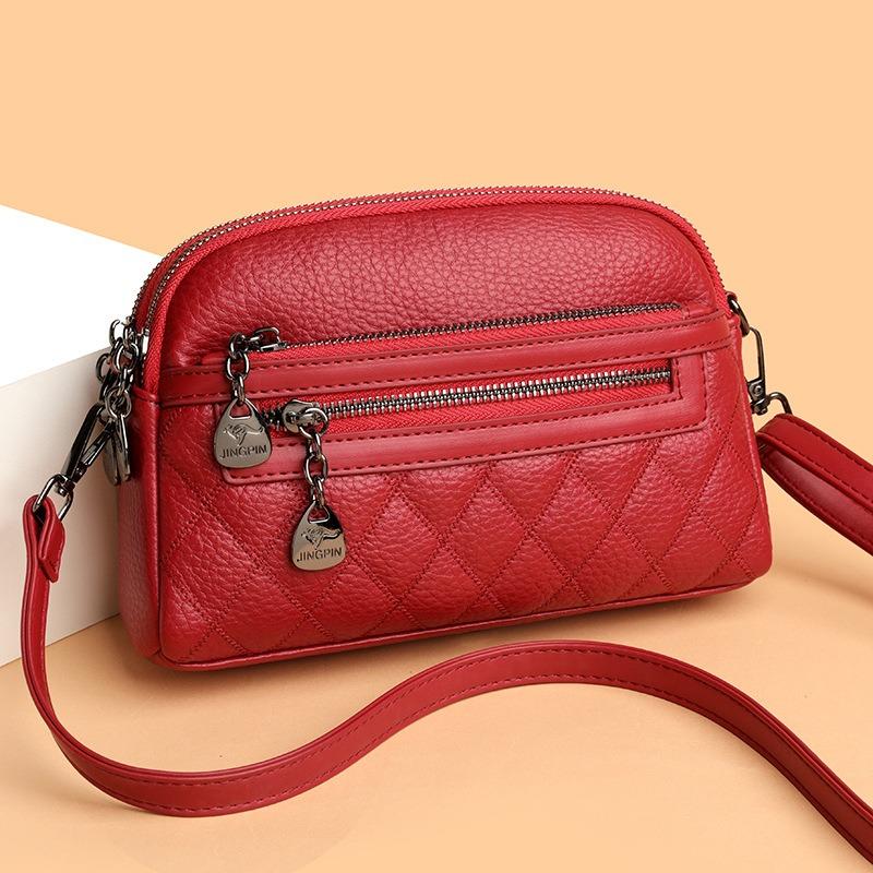 Текстурированная вышивка ромбом, простая мягкая кожа, средняя сумка для мамы, маленькая квадратная сумка, новая модная универсальная сумка через плечо