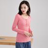 New Women's Fashion Base Top Temperament Women's Slim Fit Round Neck Long Sleeves T-shirt
