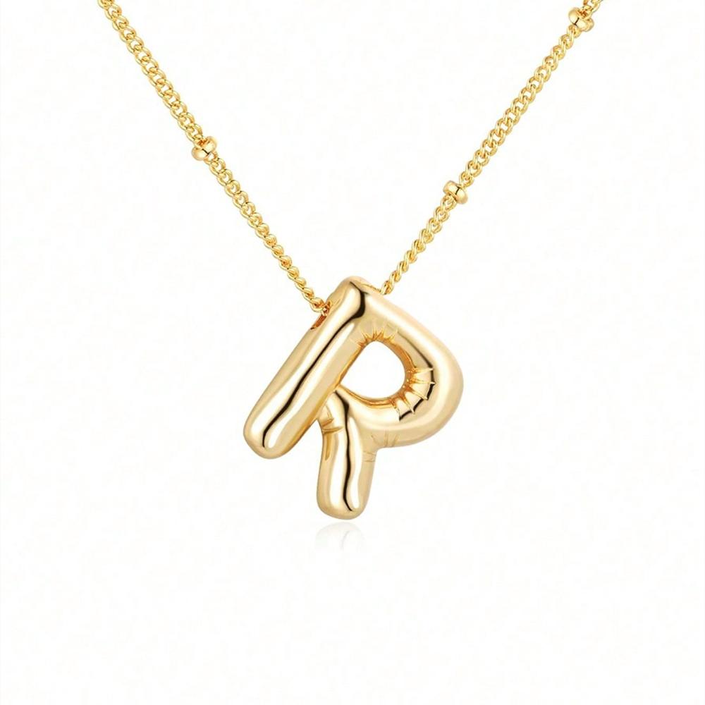 Винтажное ожерелье с подвеской в ​​виде воздушного шара и массивных букв для женщин, золотого цвета, 26 английских букв, инициалов, ожерелья, ювелирное изделие, подарок