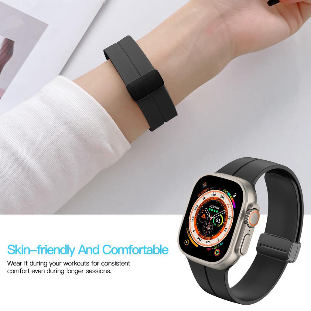 1Pcs Silicone Magnetic Strap For Apple Watch Band 49mm 44mm 45mm 41mm 40mm 42mm 38mm Magnetic Bracelet For iWatch Series 8 SE 7 6 5 3 2 1 Watchband