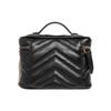 Gucci GG Marmont Черная Кожаная Мини-Кейс для Косметики Стеганая 'Шеврон' Сумка Через Плечо на Цепочке Для Женщин Повседневное Использование