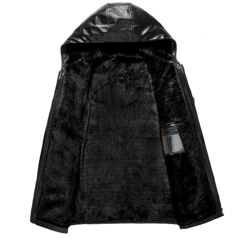 Осенне-зимняя красивая теплая бархатная толстая кожаная куртка мужская куртка с капюшоном и бархатная толстая меховая куртка парка пальто