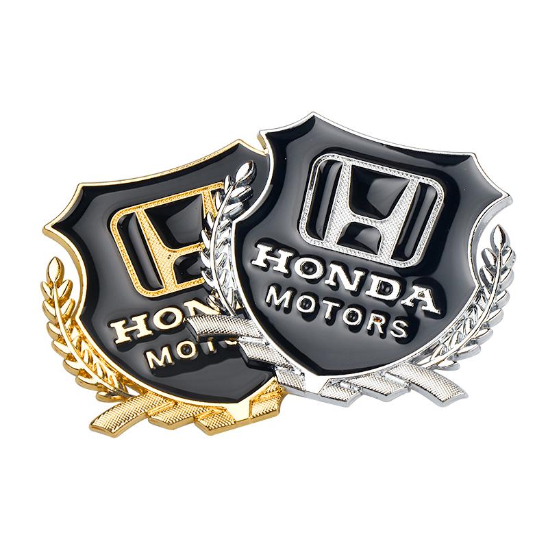 BXK3 2pcs 3D Metal Car Emblem Body Window Trunk Decoration Stickers Auto Accessories For Honda City Odyssey CIVIC CRV Legend Jazz RR
