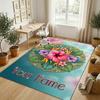 Floral Garden Theme Crystal Velvet Rug Personalized Custom Name Text Soft Floor Mat Home Decor