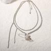 Creative design sense asymmetrical splicing chain inlaid zircon imitation pearl unique pin pendant women's necklace