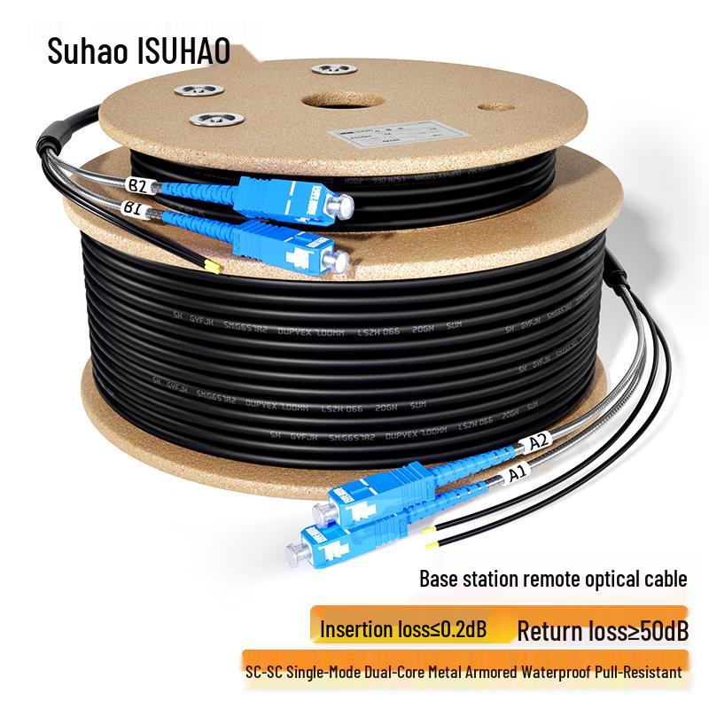 Outdoor Armored SC-SC Single Mode Dual Core Fiber Optic Patch Cable