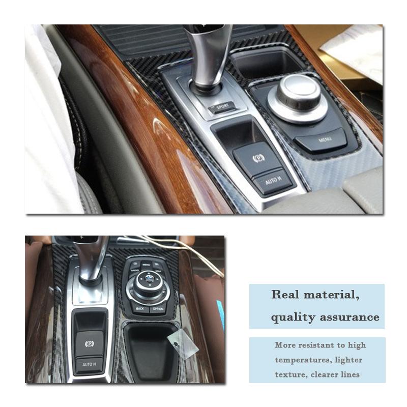 1 компл. 3D глянцевые наклейки из углеродного волокна для автомобильной центральной панели передач для BMW E70 E71 X5 X6 2008-2013 M