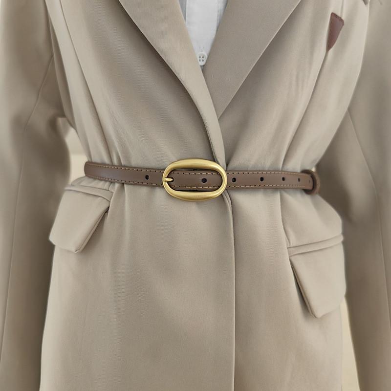 Solid Leather Color Waist Belt With Simple Design For Everyday Office And