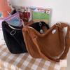 1 Pcs Casual Shoulder Bag Large Capacity Lazy Style Handbag Women Solid Color Corduroy Crossbody Bag Fashion Korean