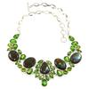 Fiery Labradorite Peridot Gemstone Silver Jewelry Necklace 16-18''