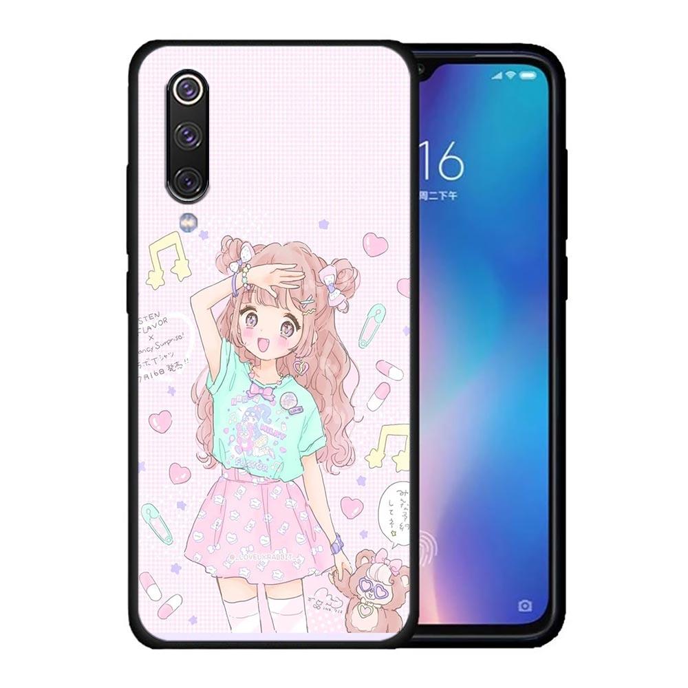 Kawaii аниме милый красивый чехол для телефона для девочек для Xiaomi Mi A2 8 9 SE 9T 10 10T 10S CC9 E Note 10 Lite Pro 5G 4G черный чехол