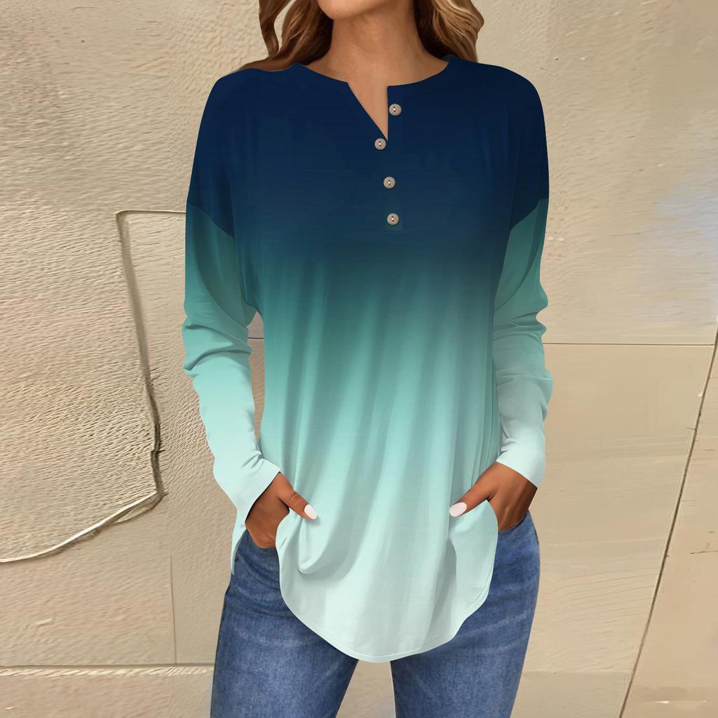 Женские блузки Повседневные футболки в стиле хиппи с длинным рукавом Милые топы с цветочным принтом Туники Топы с пуговицами и круглым вырезом Толстовки