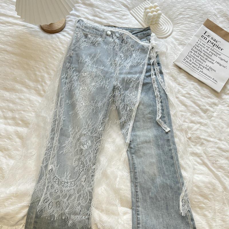 Корейская юбка из кружевного тюля с оборкой-фартуком и завязками