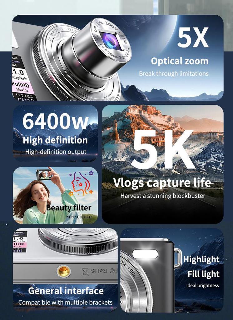 CCD 4K HD Выдвижная DSLR-камера – Удобна для студентов и путешествий