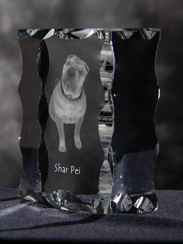 Shar Pei - crystal with a picture of a dog, glass statuette with a picture, unique frame with a picture from Art-Dog brand