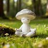Zen Meditation Mushroom Sculpture Resin Mushroom Figurine for Living Room Home Office Desk Patio Garden Decor