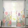 Прозрачные шторы с весенними цветами для окон гостиной, прозрачная тюль-вуаль, занавески для спальни, домашний декор