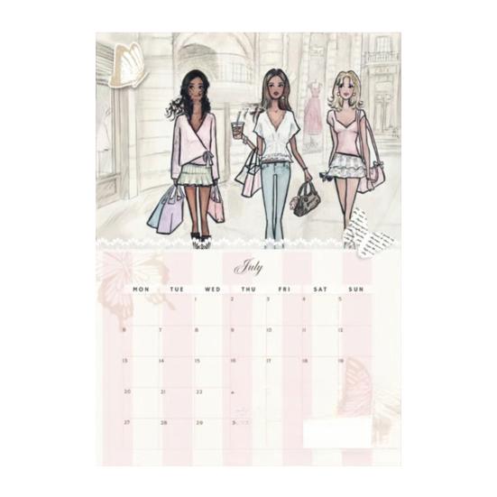 Модный женский акварельный календарь 2026 Элегантная иллюстрация Ежемесячный календарь Шикарный женский художественный планер для декора дома и офиса