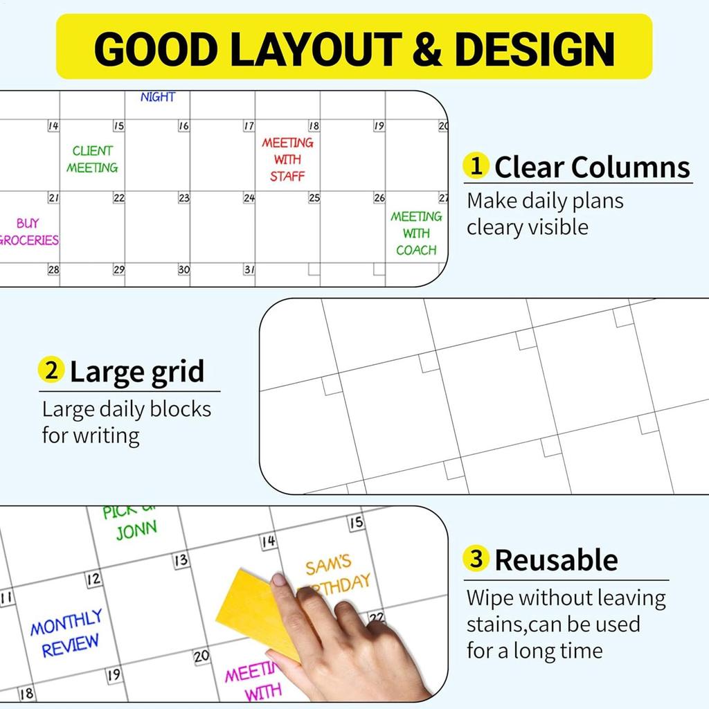 Reusable Unlimited Date Erase Wall Calendar - Planning Board For Home Daily Schedule Household Calendar Decorative Suppiles