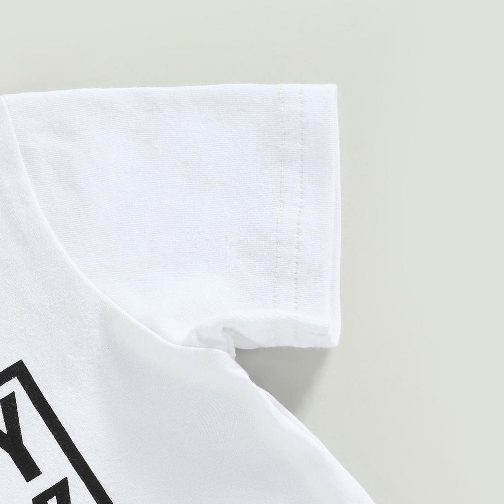 Infant Baby Boys Summer Clothes Sets Outfits Letter Print Short Sleeve T-Shirt and Stretch Casual Rolled Shorts Set