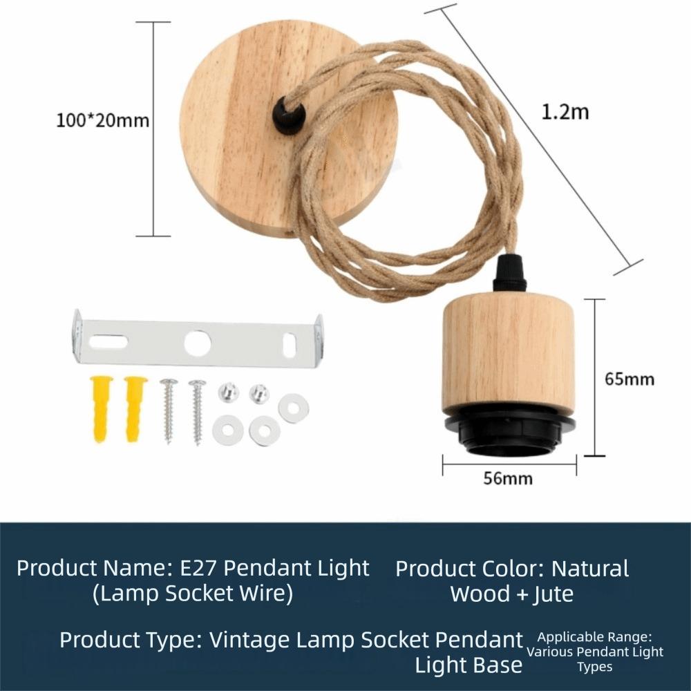 New Solid Wood E27 Lamp Holder Adjustable Wire DIY Accessories Pendant Lamp Screw Socket Hanging Lampshade Base
