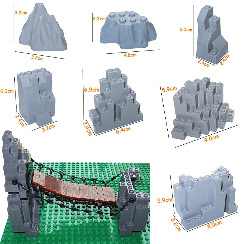 Конструктор MOC Городская Улица Строительные Блоки Скальная Панель Горный Дом Садовая Рокарий Аксессуары Детали для DIY Каменные Кирпичи Холма
