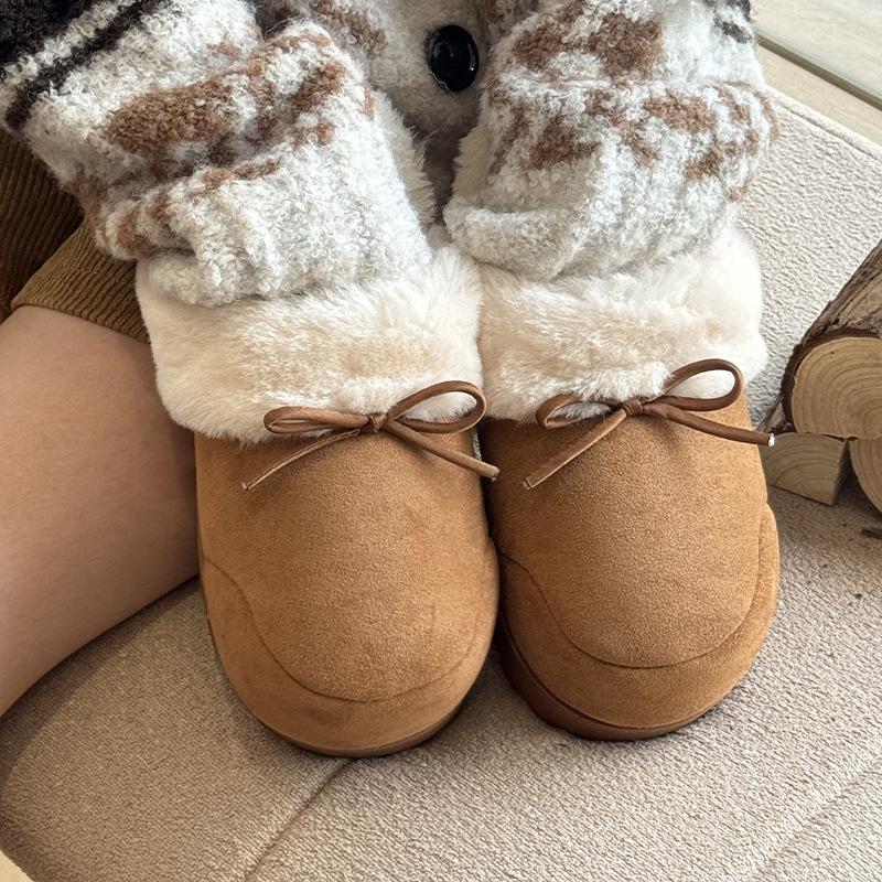 New Height-increasing and Plush Shoes, Versatile, with Added Fleece and Thickened Indoor Warm Cotton Slippers