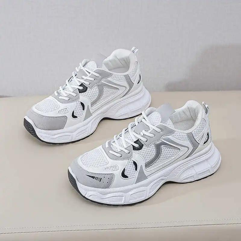 Мода Низкая Вентиляция Женские Кроссовки на Высокой Подошве Оксфорды Шпильки Туфли Платформа Панк Спортивные Товары Посетители