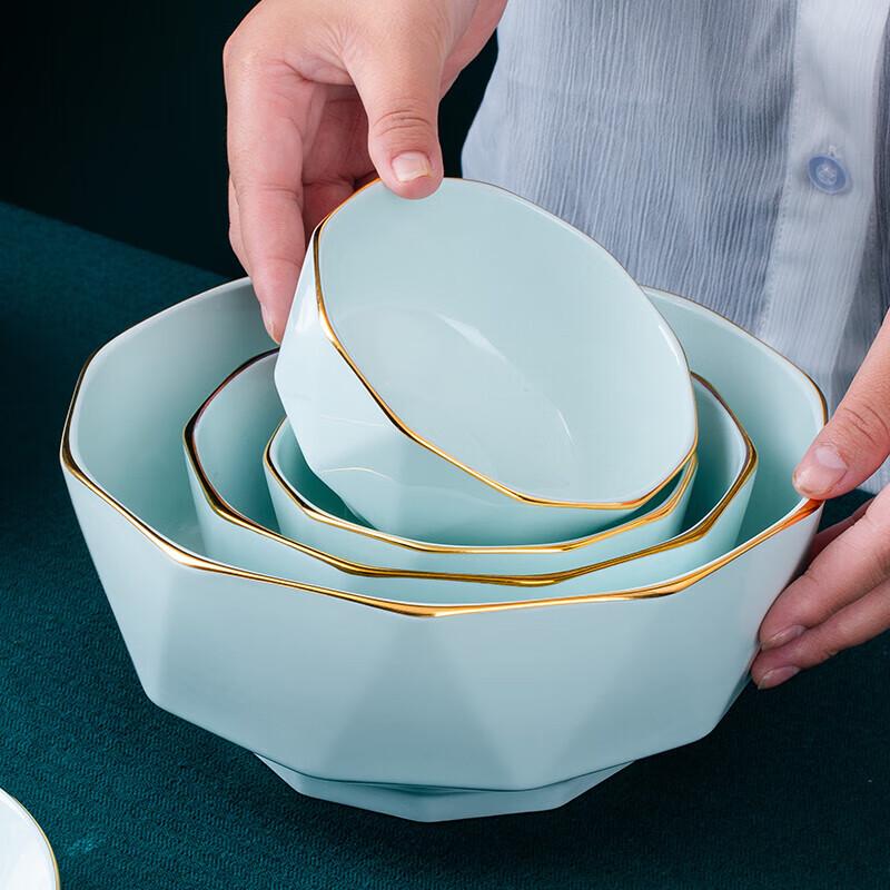 Керамический набор пиал для риса Jingdezhen с золотым ободком