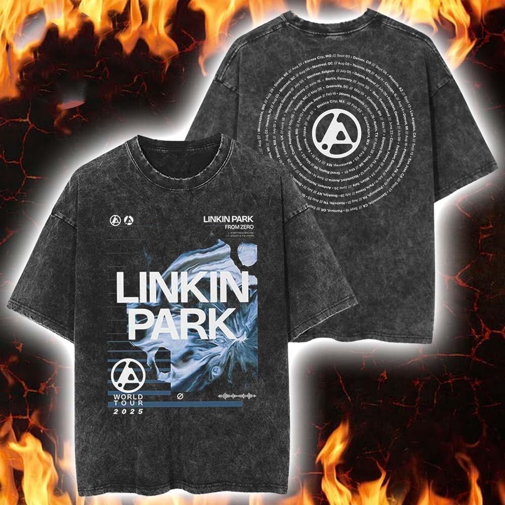 Linkin Park From Zero World Tour 2026 Jagged Tour Two Sides Ретро-футболка с потертостями