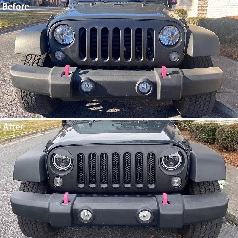 Car Front Headlight Trim Cover ABS Head Lights Lamps Frame Decorative Ring Trim for Jeep Wrangler JK 2007-2017
