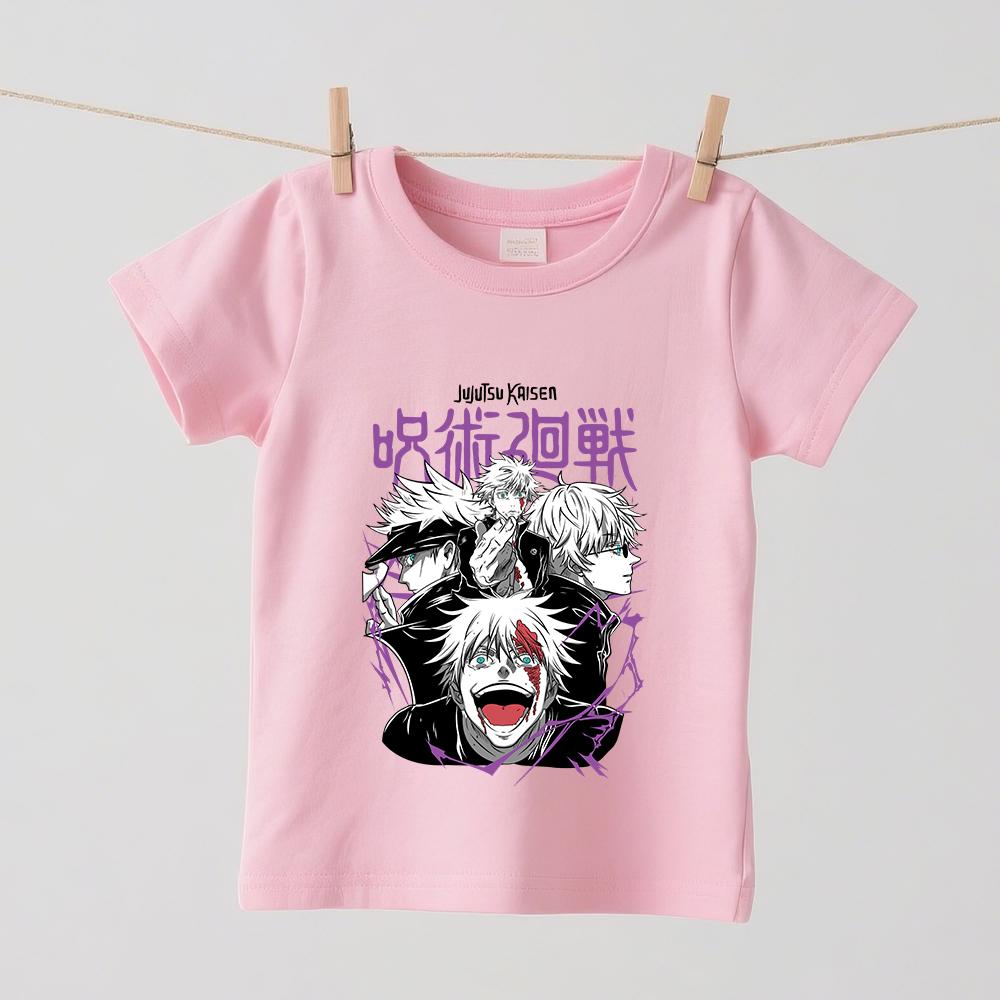 Jujutsu Kaisen Gojo Anime Print Cotton T Shirts for Boys Girls Kids Short Sleeve Summer Tee Casual Daily Wear