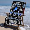 proof beach towel with Detroit Lions logo pattern - soft,absorbent,quick-drying,machine washable - perfect for swimming,camping,bathing