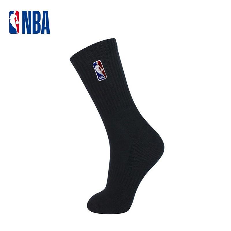 NBA Casual Basketball Socks for Men, Sports Long Socks, Autumn And Winter Terry Bottom Thick Cotton High Tube Black Socks, 2 Pairs
