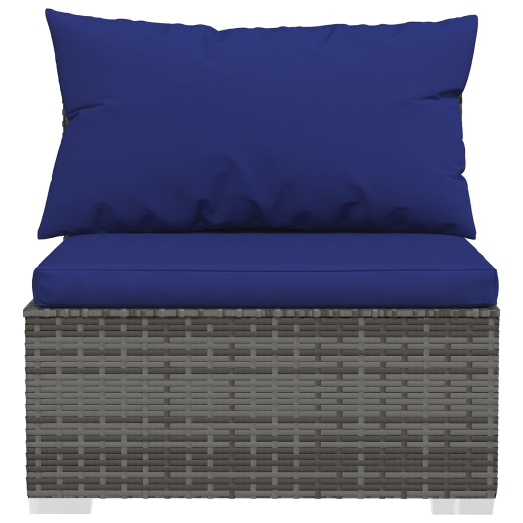 vidaXL 3-Sitzer-Sofa mit Kissen Grau Poly Rattan
